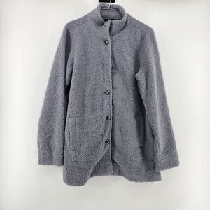 Susan Graver Weekend Women's Small Gray Button Up Fleece Sweater NWOT